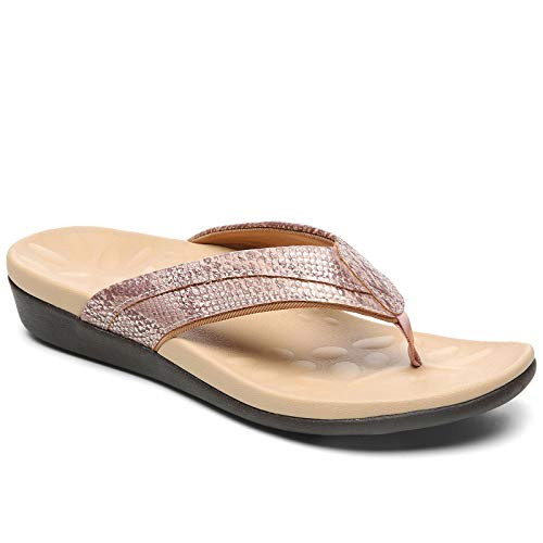 Sounity Womens Plantar Fasciitis Flip Flops，Comfort Orthotic Toe Post Sandals with Arch Support, Soft Heel and Foot Pain Recovery Walking Sandals size 10 | Amazon (US)