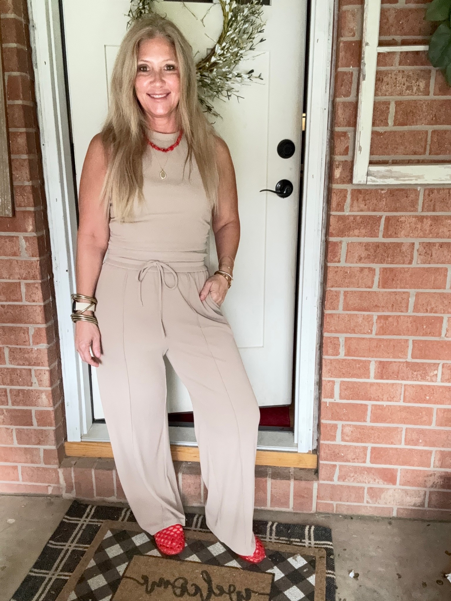 A matching set is always on point! 
I’m in a size medium 
These jellies are also very comfortable I did my true size 8

#LTKOver40 #LTKootd