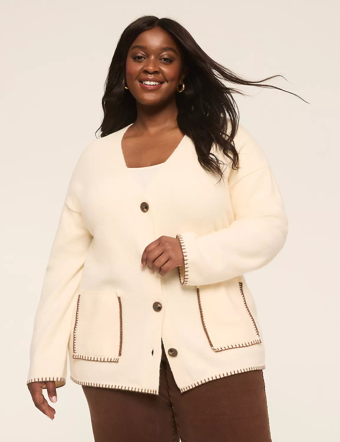 Whip-Stitch Button-Front Cardigan | LaneBryant | Lane Bryant (US)