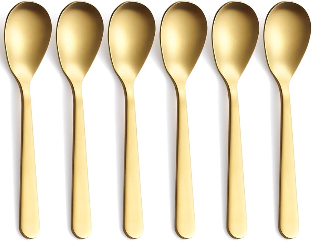 FULLYWARE Matte Gold Demitasse Espresso Spoons, Stainless Steel Satin Finish Coffee Spoons, Mini Tea | Amazon (US)