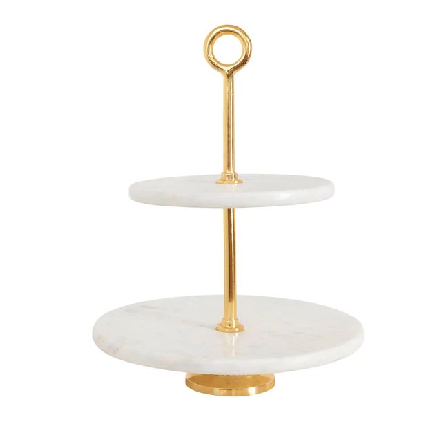 Ainsley Marble + Gold Tiered Tray | Pepper + Vetiver