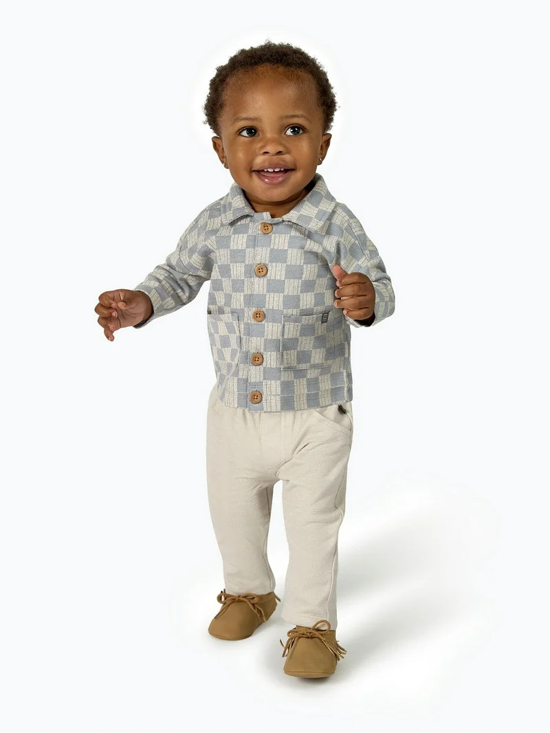 Modern Moments by Gerber Baby Boy Collared Top and Bottom Outfit Set, Sizes 0/3 Months - 24 Month... | Walmart (US)