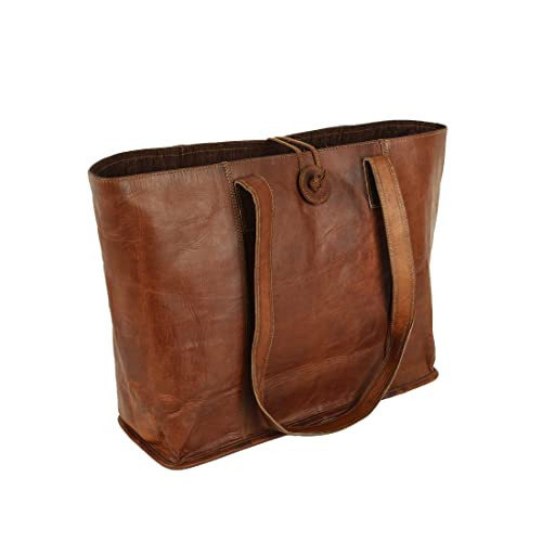 Vintage Genuine Leather Tote Bag Handbag Shopper Purse Shoulder Bag for Women Office Laptop Bag | Amazon (US)