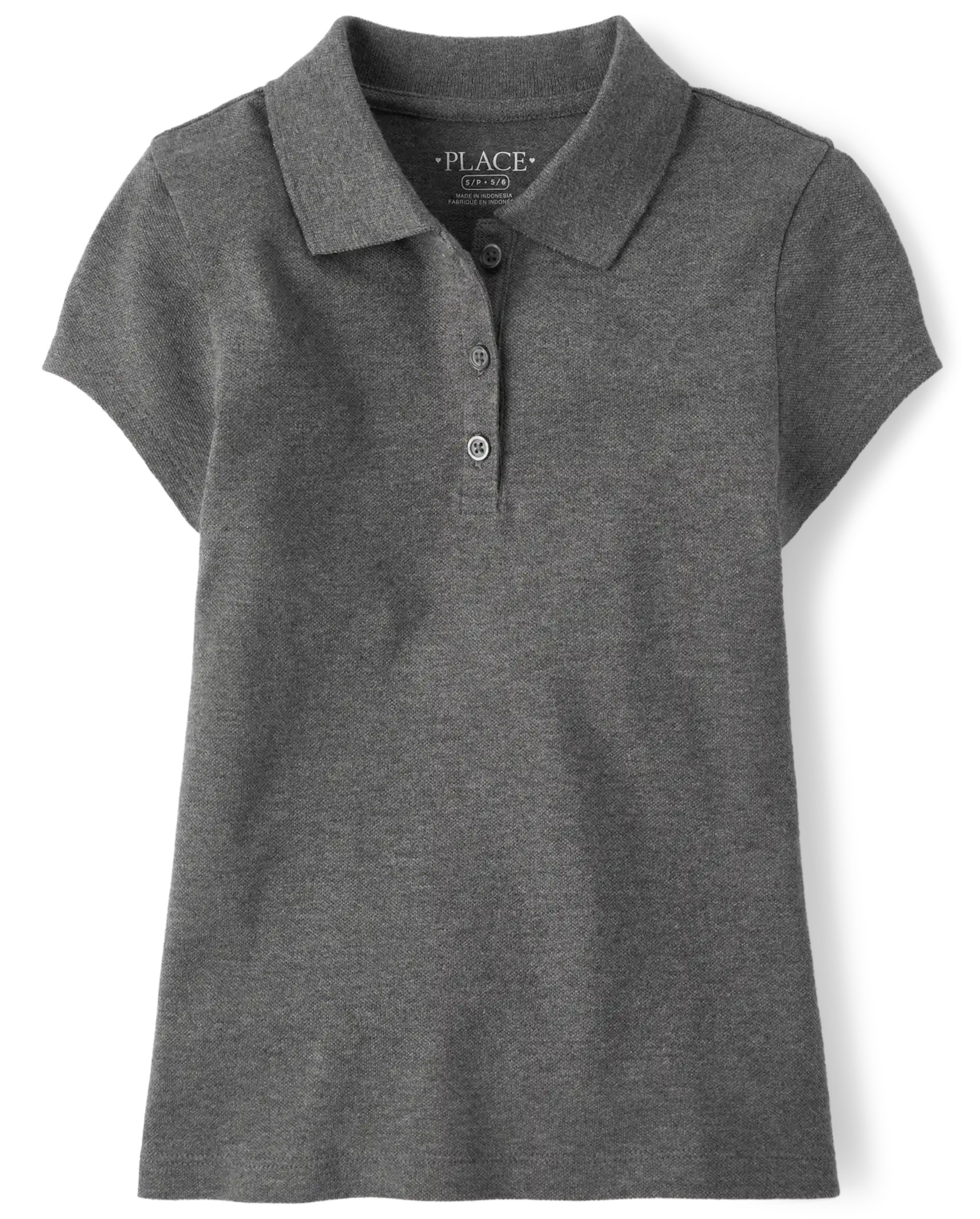 Girls Uniform Pique Polo - dkhtrgray | The Children's Place