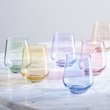 Estelle Colored Glass Stemless Wine Glass | West Elm (US)