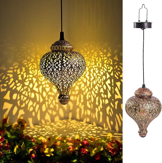 Twinkya Hanging Solar Lights Outdoor Decorative Garden Lights with Warm Light Metal Waterproof Bo... | Amazon (US)