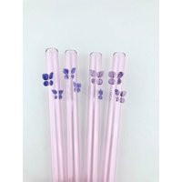 Butterfly On Pink Glass Straw - Custom Straws | Reusable Glass Gifts | Etsy (US)