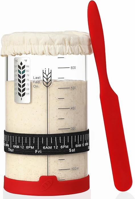 Sourdough Starter Jar, 24 OZ Wide Mouth Sour Dough Starter Jars Glass, Sourdough Starter Kit, Sou... | Amazon (US)