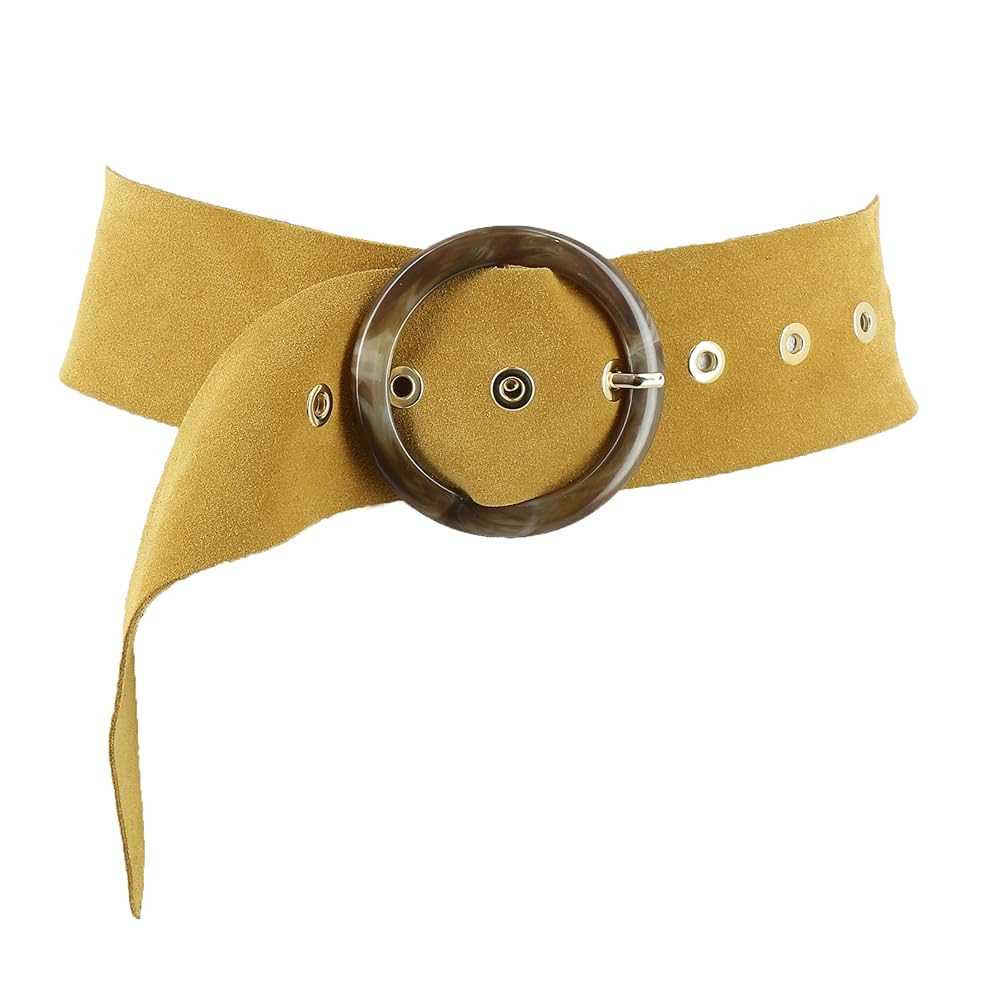FASHIONGEN - Women's genuine Italian suede leather belt for dress, made in France, ANETTE | Amazon (US)