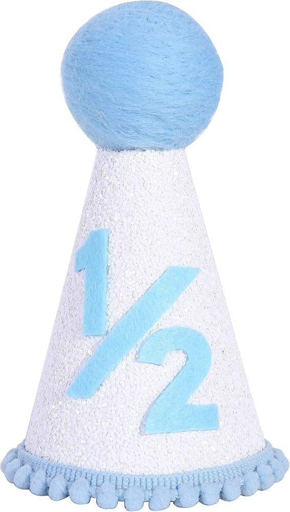 WAWUO Half Birthday Hat - Blue Photo Booth Props, Backdrop Decor, Cake Smash Crown for 6-Month Ba... | Amazon (US)