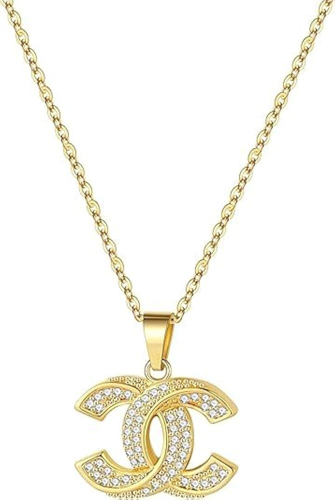 Gold Initial CZ Necklace for Women, Light Luxury Chain Necklace with Pendant, Classic Jewelry Gif... | Amazon (US)