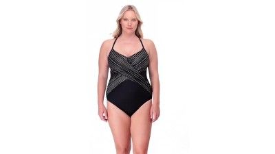 Women's Slimming Control Wrap Mesh Inset One Piece Swimsuit - Dreamsuit by Miracle Brands | Target
