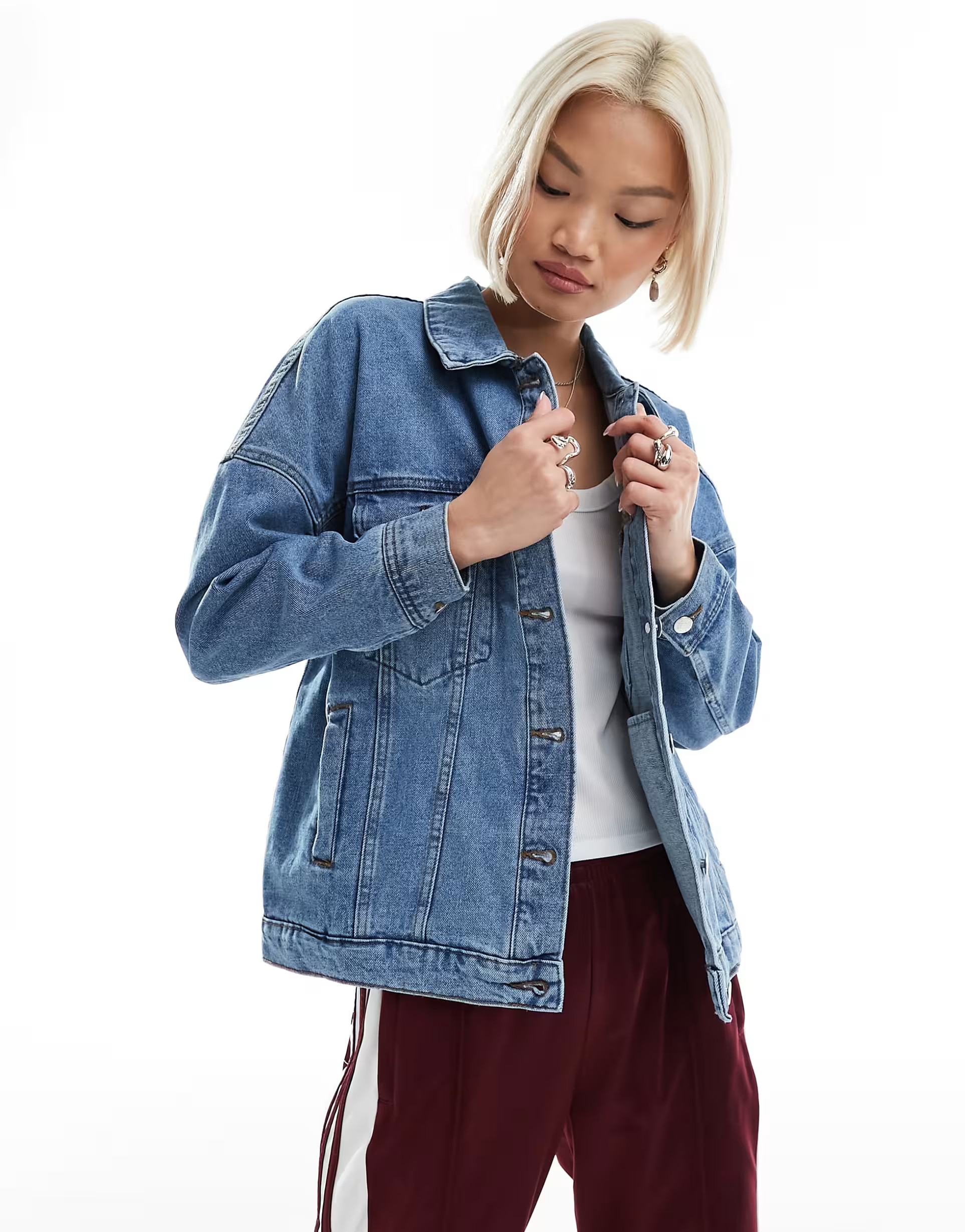 Only oversized denim jacket in medium blue | ASOS (Global)