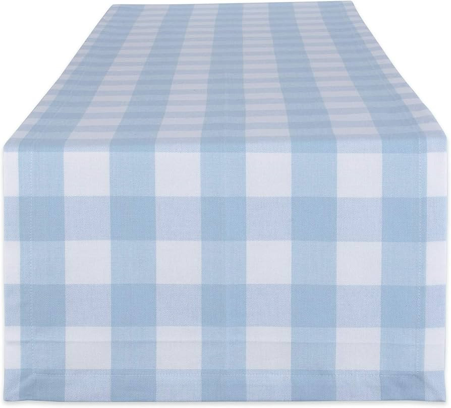 DII Buffalo Check Collection, Classic Farmhouse Table Runner, 14x72, Light Blue & White | Amazon (US)