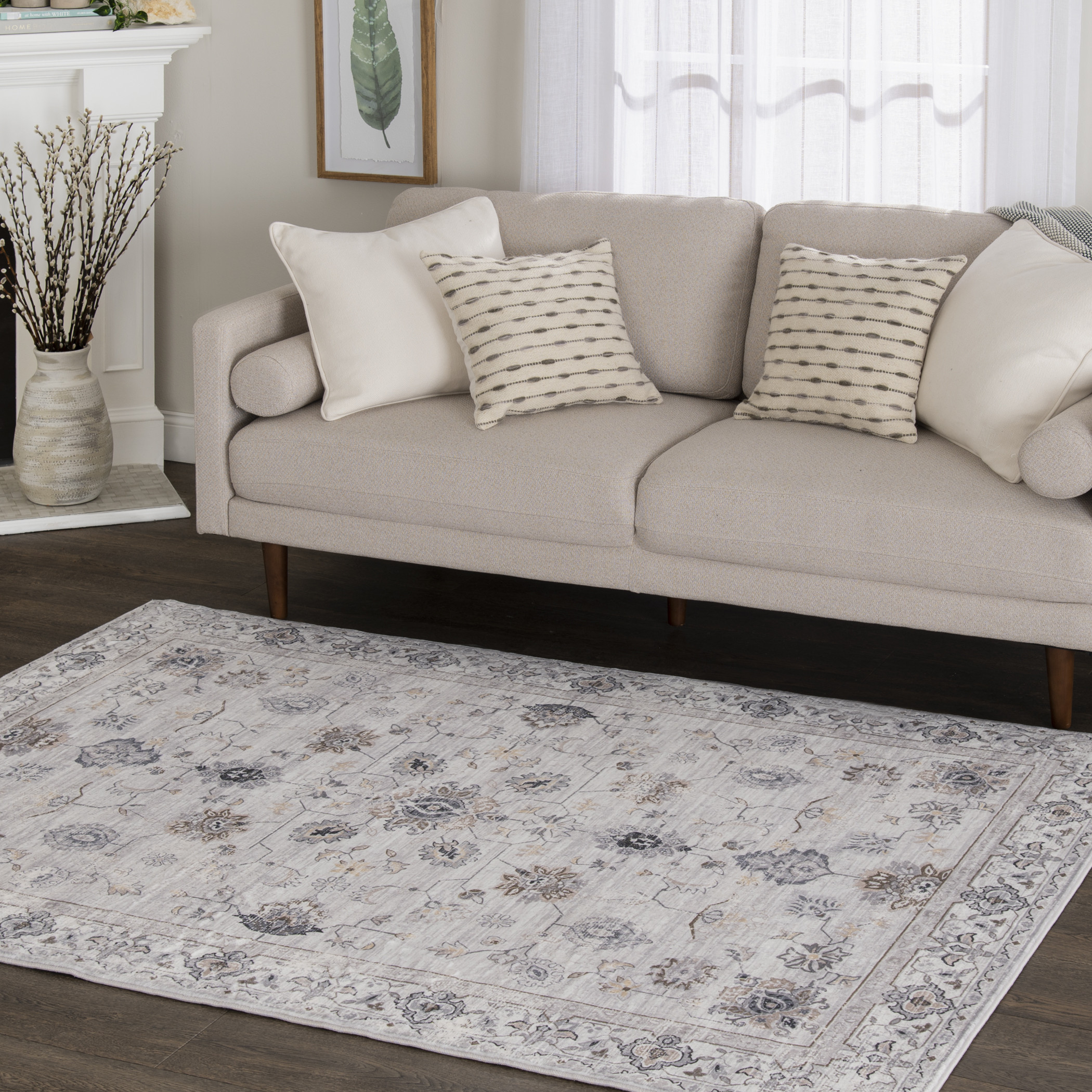 Better Homes & Gardens Persian Blooms Ivory Faux Fur Indoor Area Rug, 7'x9'10" | Walmart (US)