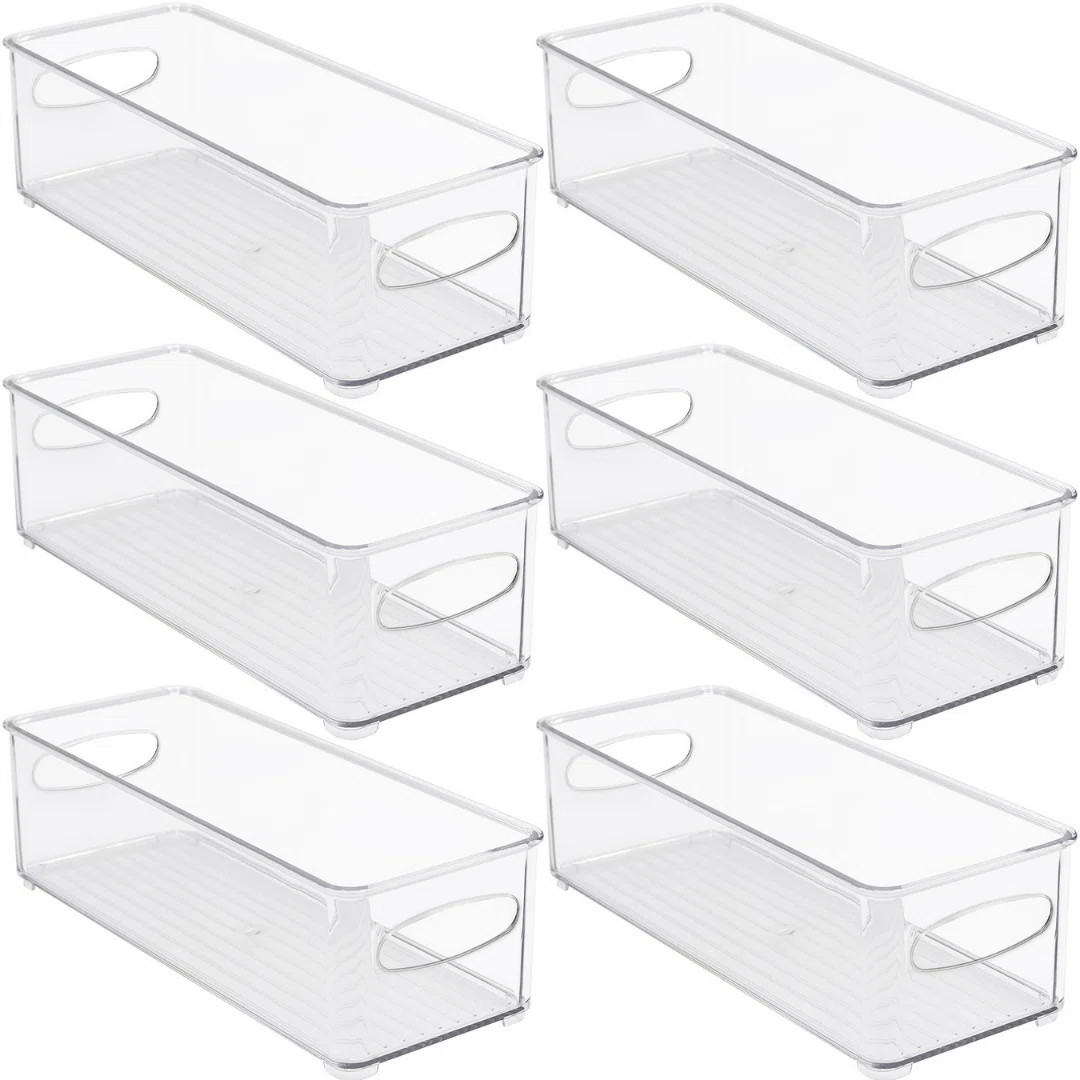 Sorbus 6 Pack Narrow Stackable Clear Storage Bins with Handles | Wayfair North America