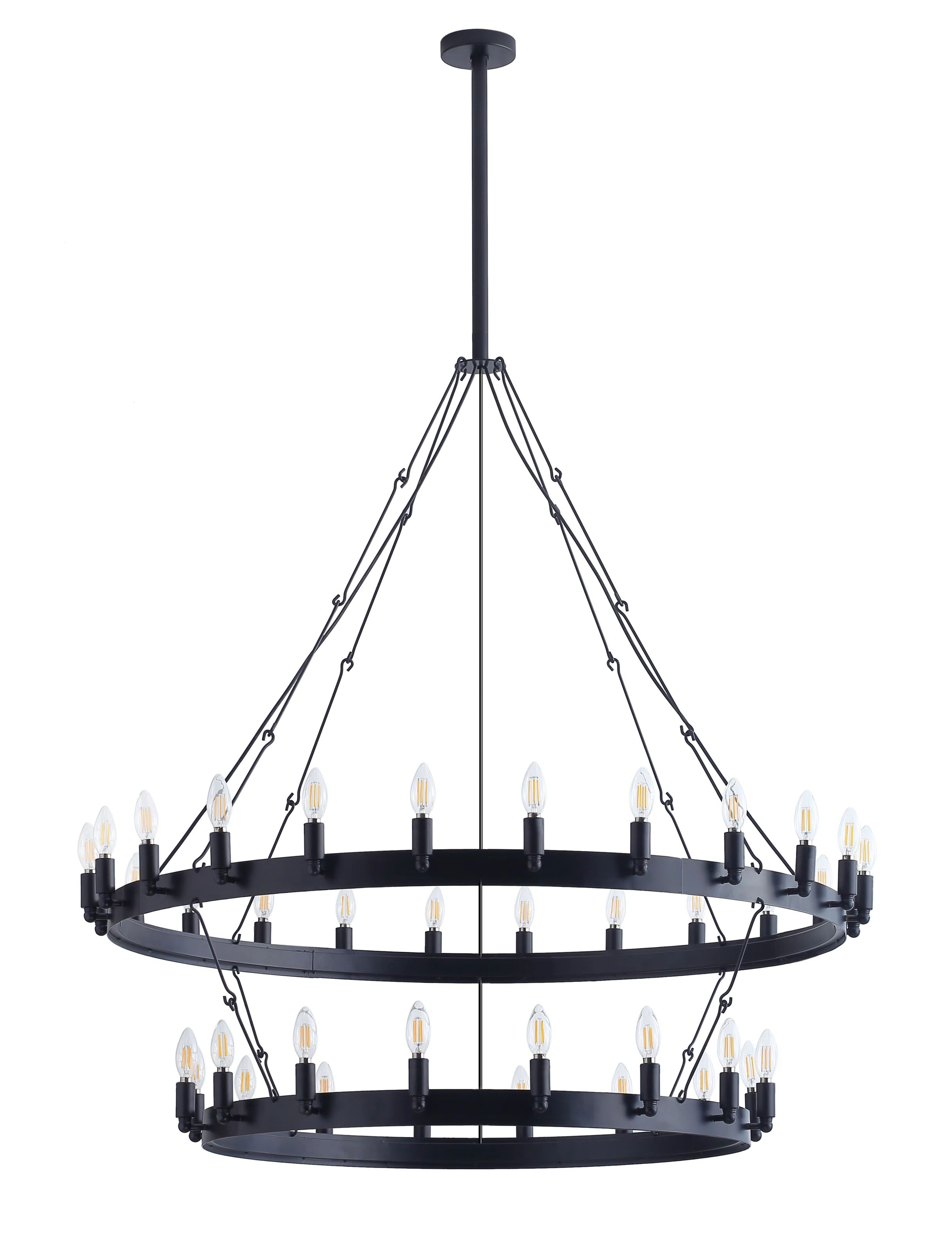 Margrit 40 Lights Classic Wheel Pendant Chandelier with Black Finish and E12 Base Bulb | Wayfair North America