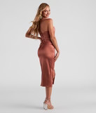 Lillyanne Formal Satin Asymmetrical Midi Dress | Windsor Stores