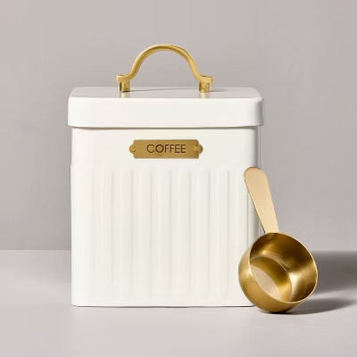 Metal Coffee Tin with Scooper Cream/Brass - Hearth & Hand™ with Magnolia | Target