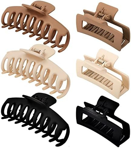 79Style 6pcs Big Hair Claw Clips Neutral Colors Hair Clips For Women 4.3 Inch Claws Clips For Thi... | Amazon (US)