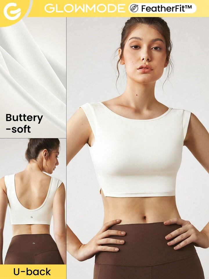 GLOWMODE Top Corto Con Manga Tipo Cap Y Espalda Descubierta Featherfit™ Just Do U-back Cap | SHEIN