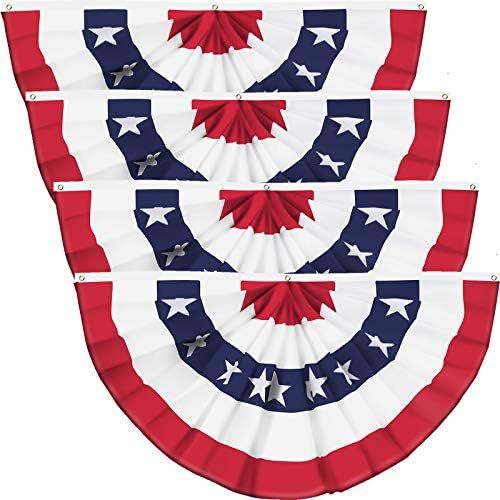 USA Pleated Fan Flag American US Bunting Flag Patriotic Half Fan Banner Flag with Canvas Header a... | Amazon (US)
