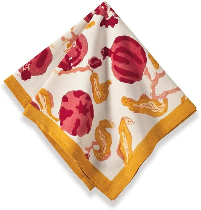 Couleur Nature Pomegranate Napkins, 19-inches by 19-inches, Yellow, Set of 6 | Amazon (US)