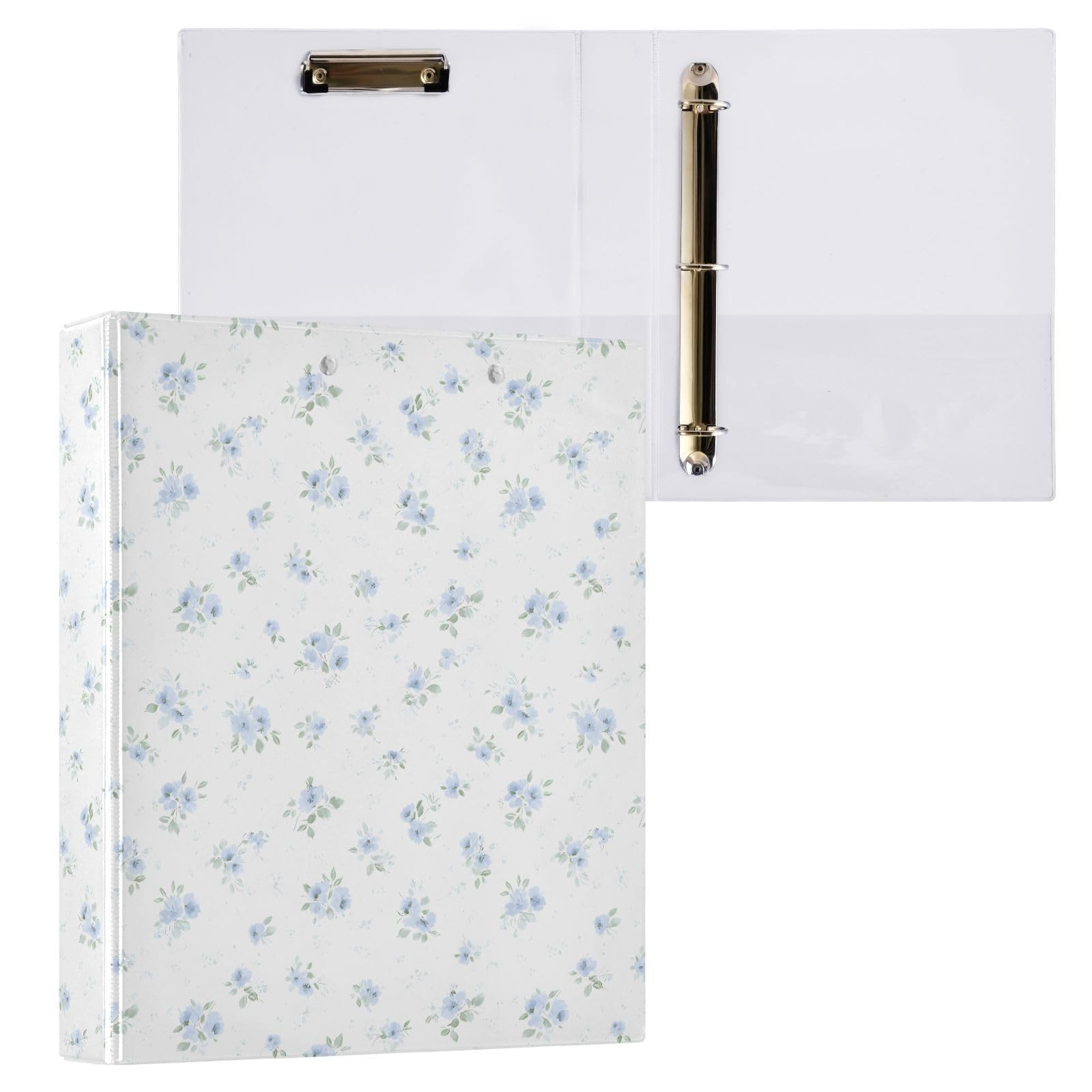 Blue Small Floral 3 Ring Binder 1.5 Inch 1 Pack with 200 Sheet for Kids School Supplies Women Men... | Amazon (US)