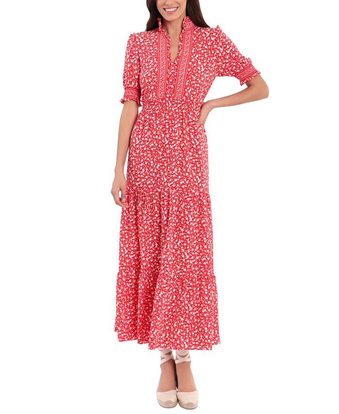 London Times Petite Floral-Print Smocked Tiered Maxi Dress & Reviews - Dresses - Petites - Macy's | Macys (US)