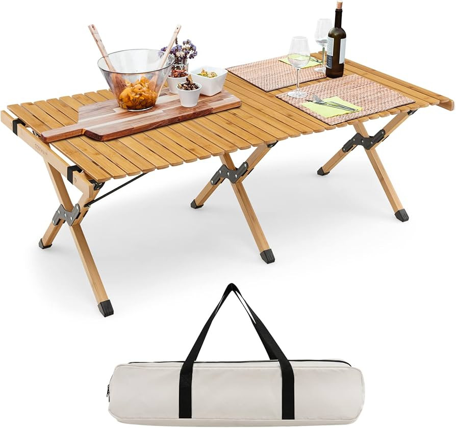 COSTWAY Folding Picnic Table, Portable 4ft Roll Up Camping Table with Storage Bag, for 4-6 People... | Amazon (US)