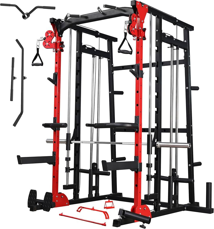 MAJOR LUTIE Fitness Smith Machine, All-in-One Home Gym Power Cage with Smith Bar and Two LAT Pull... | Amazon (US)