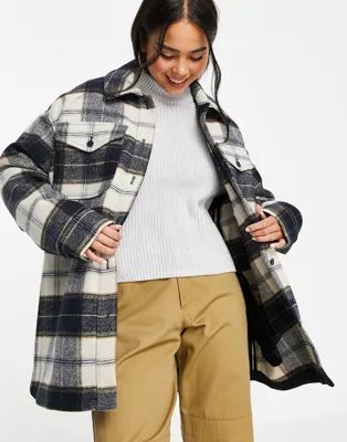 Weekday recycled oversized shacket in black and white check print | ASOS | ASOS (Global)