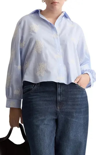 MANGO Floral Embroidered Button-Up Shirt | Nordstrom | Nordstrom