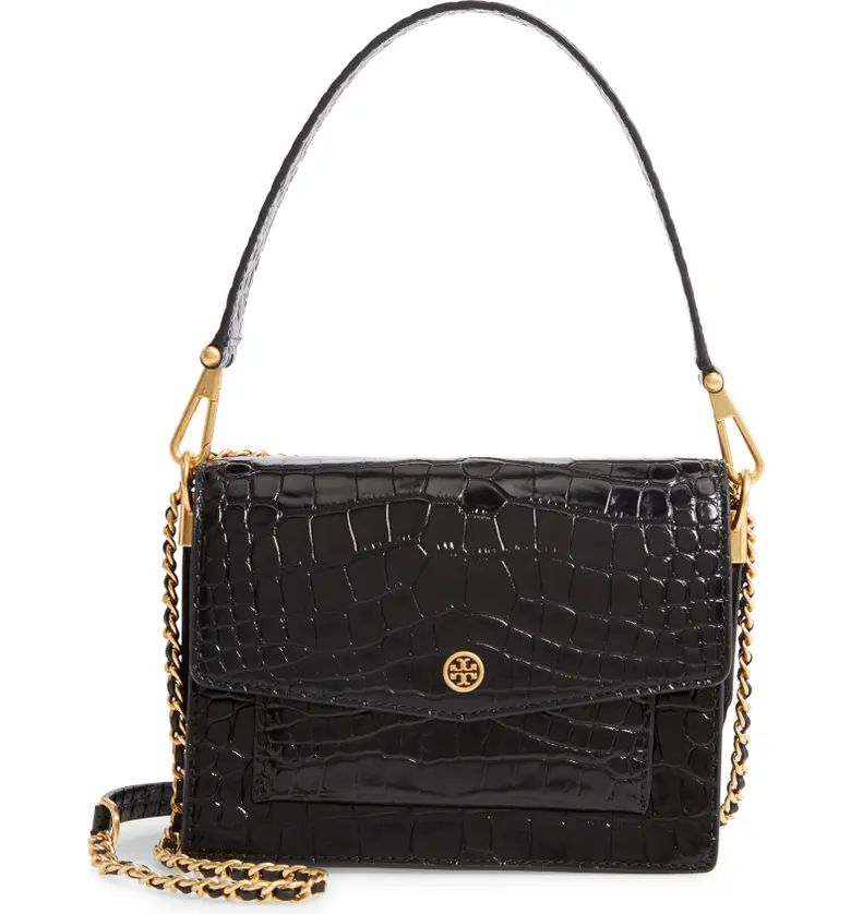 Tory Burch Robinson Embossed Double Strap Leather Flap Bag | Nordstrom | Nordstrom