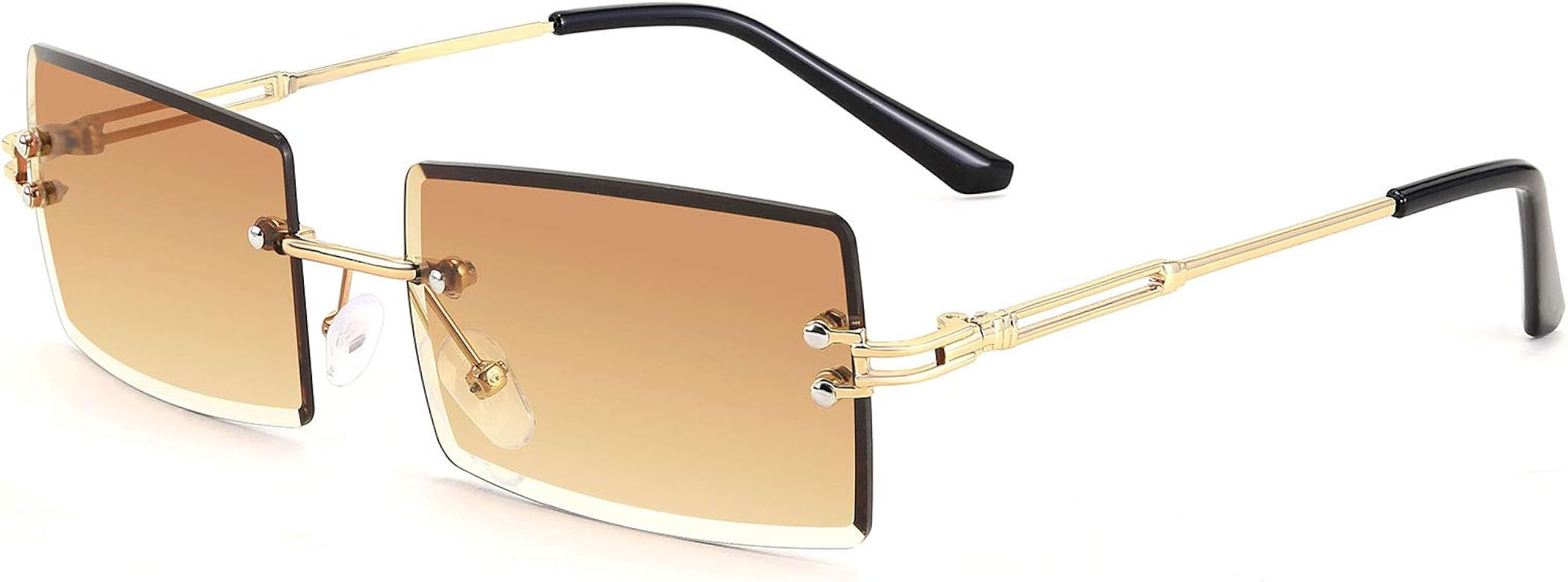 FEISEDY Vintage Rimless Sunglasses Rectangle Frameless Candy Color Glasses Women Men B2642 | Amazon (US)