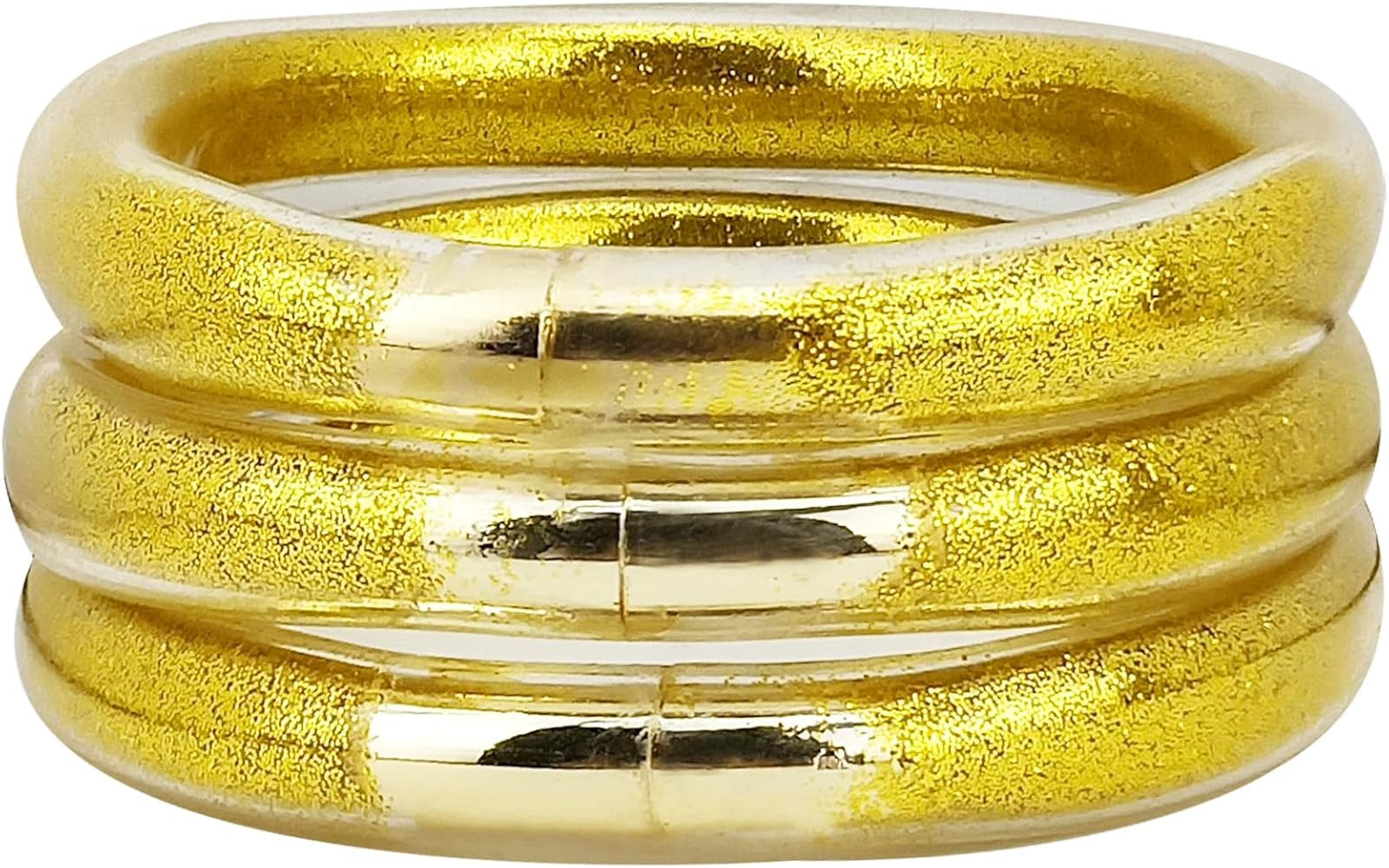YBMYCM 3PCS Glitter Jelly Bangles Bracelets Set for Women Glitter Filled Jelly Silicone Bracelets | Amazon (US)