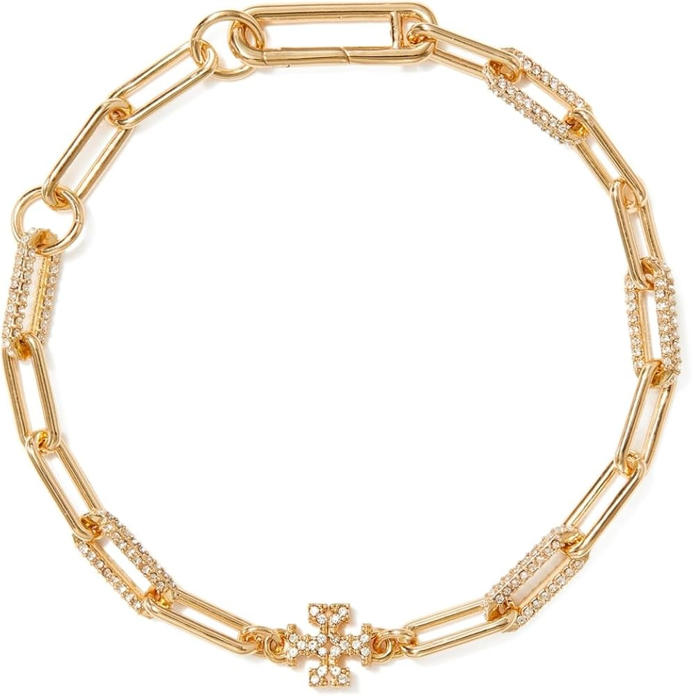 Amazon.com: Tory Burch Women's Icon Pave Chain Bracelet, Tory Gold/Crystal, One Size: Clothing, S... | Amazon (US)
