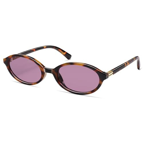 Appassal Retro Oval Sunglasses for Women Men Small 90s Trendy Narrow Vintage Fashion Funny Chic Sun Glasses AP3728 Yellow Tortoise/Purple | Amazon (US)
