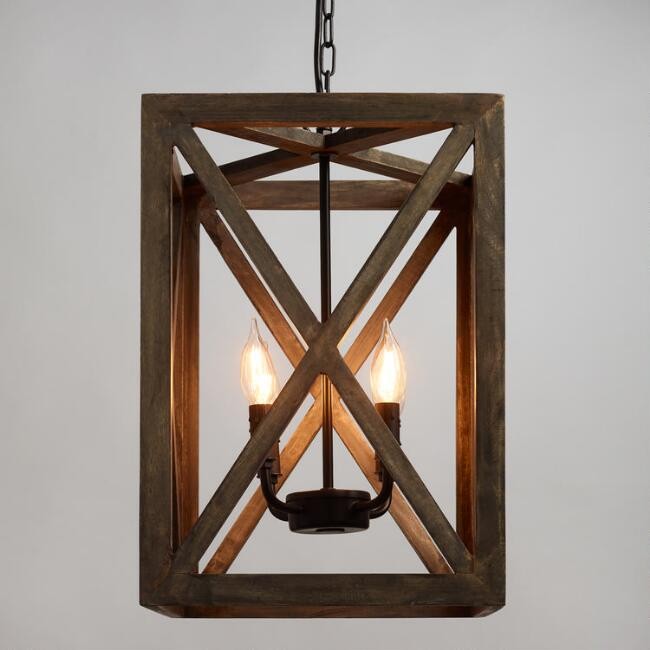 Brown Wood and Iron 4 Light Valencia Chandelier | World Market