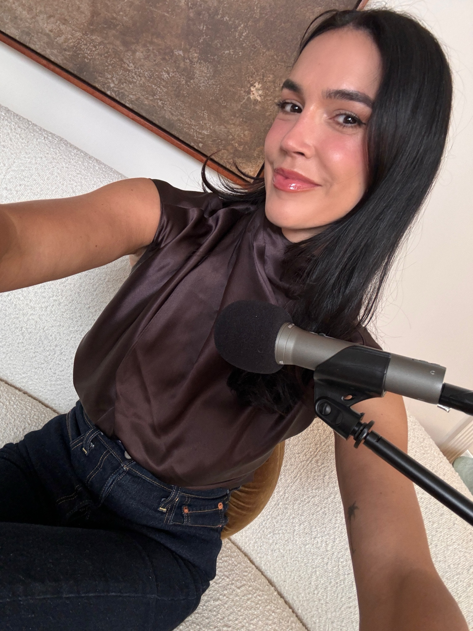 Love this silk blouse for holiday! I’m 5’0 and wearing a size small. I also linked similar styles 🤎 working on another episode of The Long Game Podcast! 🎙️

#LTKWorkwear #LTKStyleTip