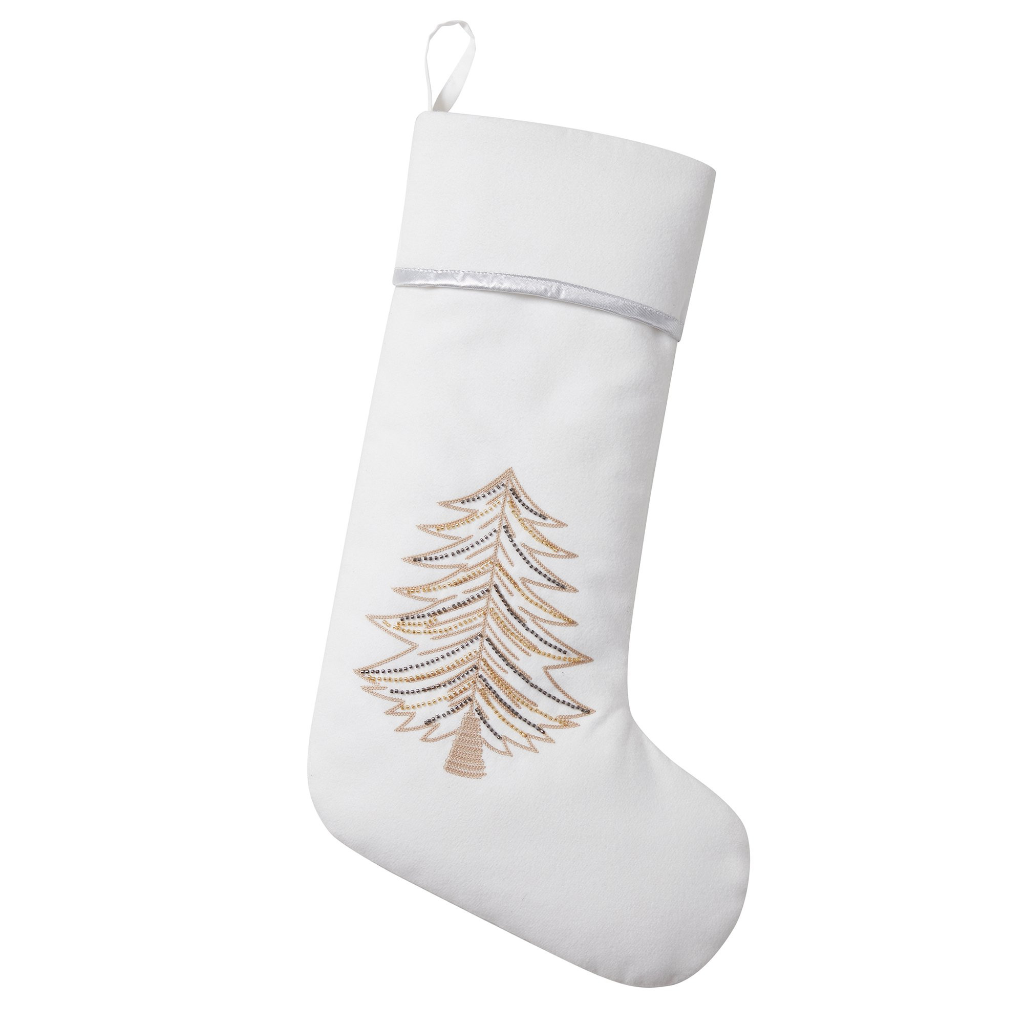 My Texas House Stephanie Ivory Beaded Christmas Stocking, 20" x 10" | Walmart (US)