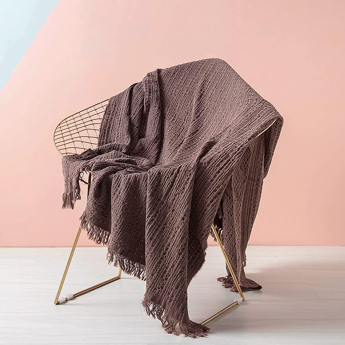 Simple&Opulence 100% Cotton Throw Blanket for Couch, Bed, Waffle Weave Cable Knit Blanket with Ta... | Amazon (US)