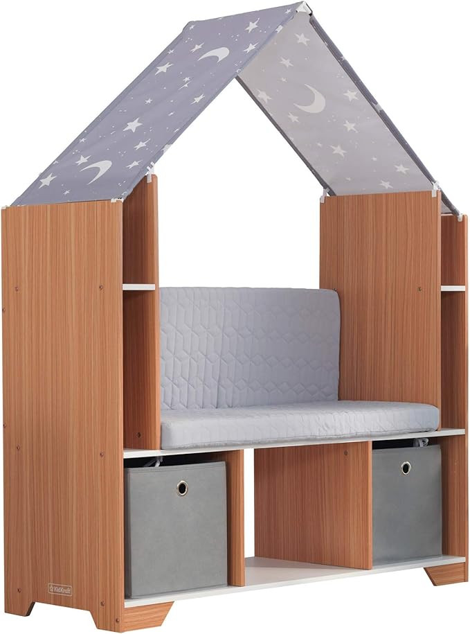KidKraft Little Dreamer Deluxe Reading Nook, Children's Bookcase Furniture with Storage Bins, Gif... | Amazon (US)