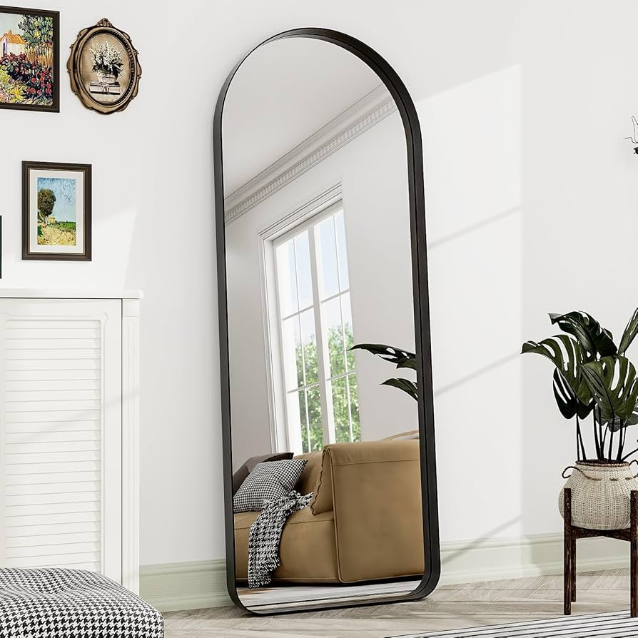 65"x22" Arched Full Length Mirror, Black Metal Framed Bathroom Floor Mirror,Wall Mirror,Leaning H... | Amazon (US)