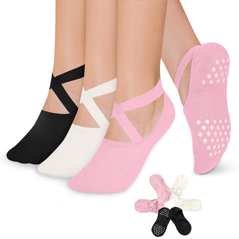 Diu Life 3 Pack Pilates Socks Yoga Socks with Grips for Women Non Slip, Workout, Pure Barre, Ball... | Amazon (US)