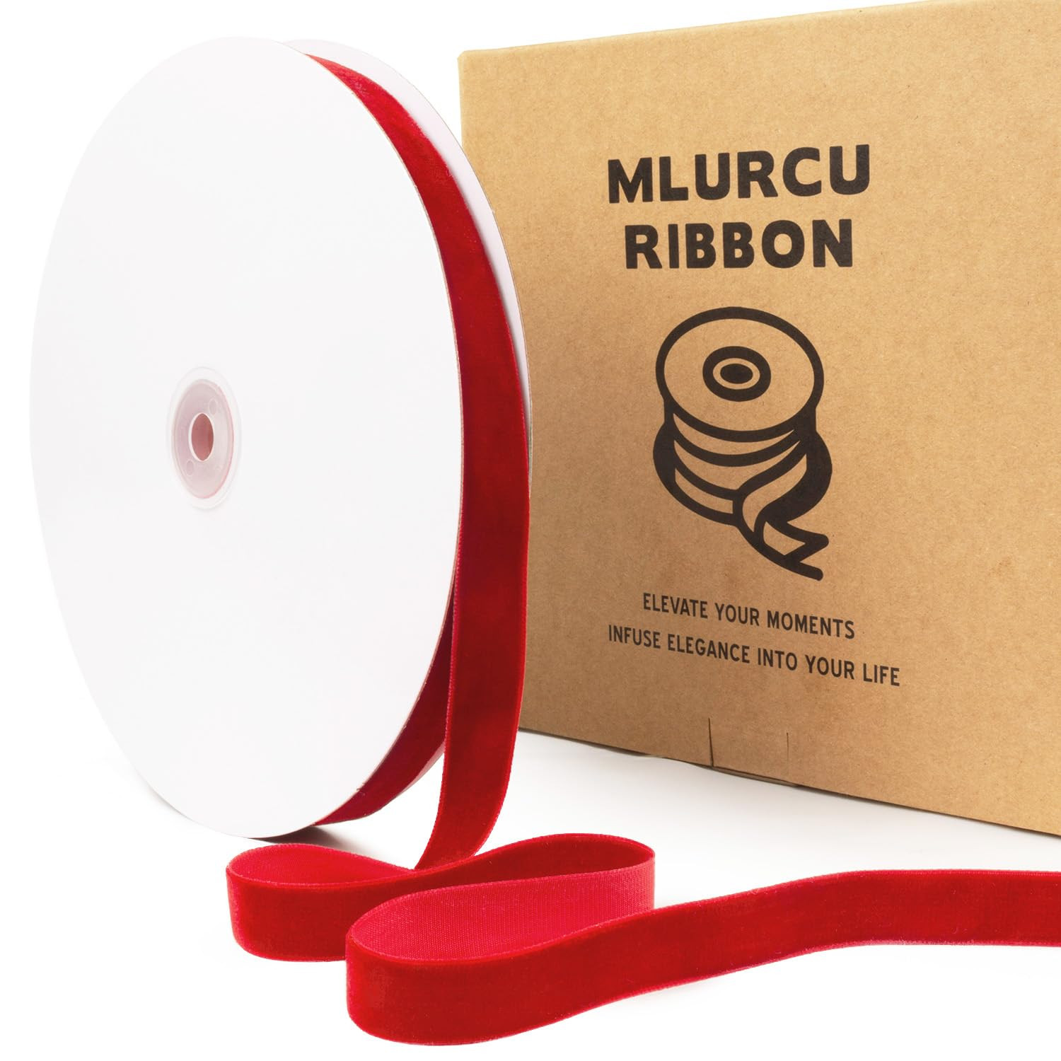 Red Velvet Ribbon 5/8 Inch 25 Yards Vintage Thin Red Velvet Ribbon for Christmas Tree Ornaments, ... | Amazon (US)