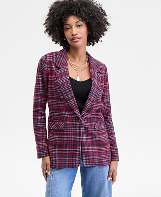 Women's Plaid Single-Button Blazer, Macy's Exclusive | Macy's