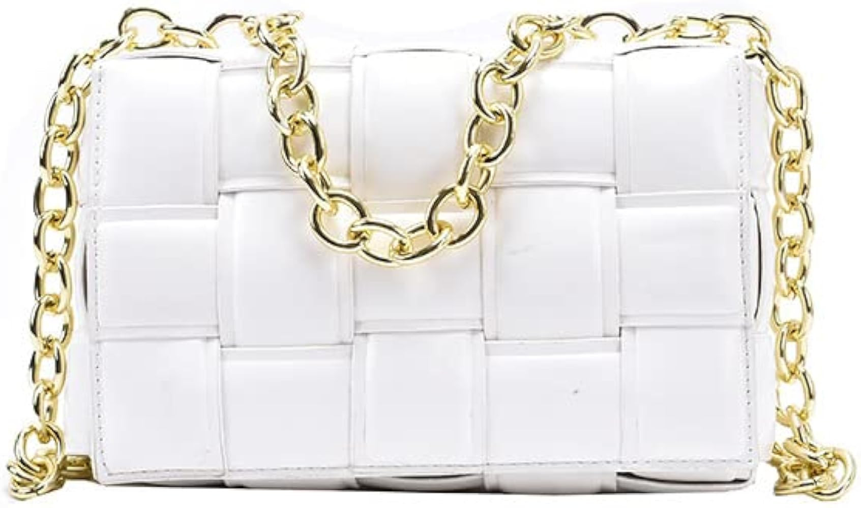 Woven Padded Cassette- Crossbody Handbag Purse for Women, Small Shoulder Bag With Chain | Amazon (US)