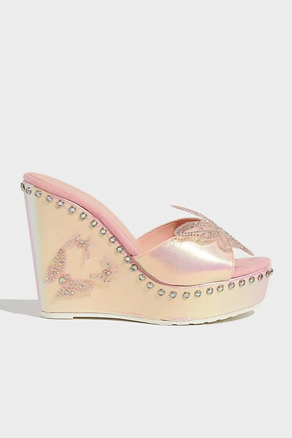 Sparkl Bianca Butterfly Wedge Heel in Pink, Women's at Urban Outfitters | Urban Outfitters (US and RoW)