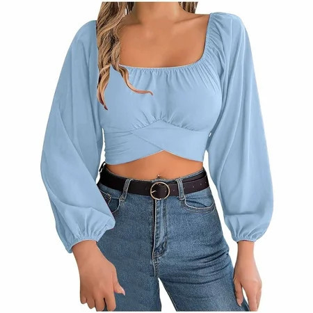 Tshirts For Women Casual Long Sleeve Chiffon Summer Ladies Tops Clothing Outwear | Walmart (US)